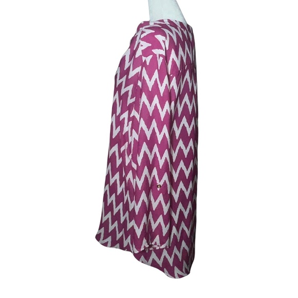 Riley + James Zigzag Tunic Blouse Size XL |Chevron Print | Flowy Long Sleeve Top - Picture 3 of 6